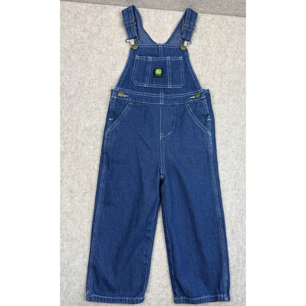 John Deere Overalls Boys Size 4T Denim Jean Farm Tractor 100% Cotton